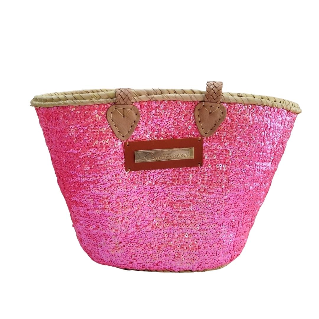 Panier à paillettes Full Pink ( M ) - Fait main