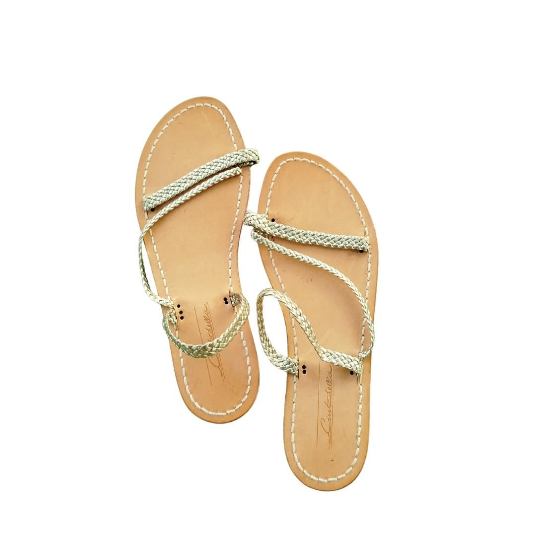 Sandales italiennes en cuir végétal dorées - Napoli