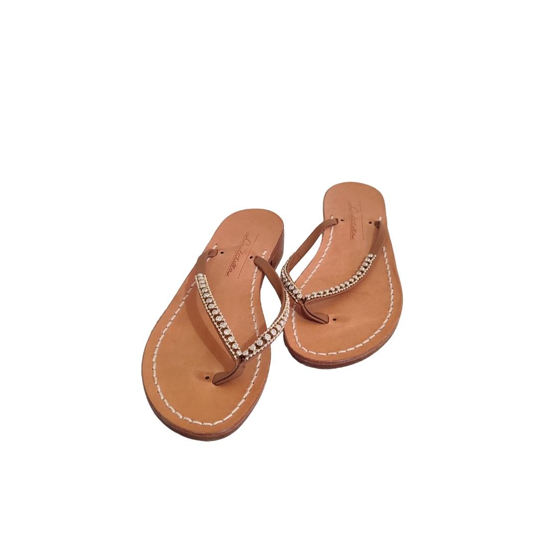 Sandales italiennes en cuir végétal et à strass & talons - Positano