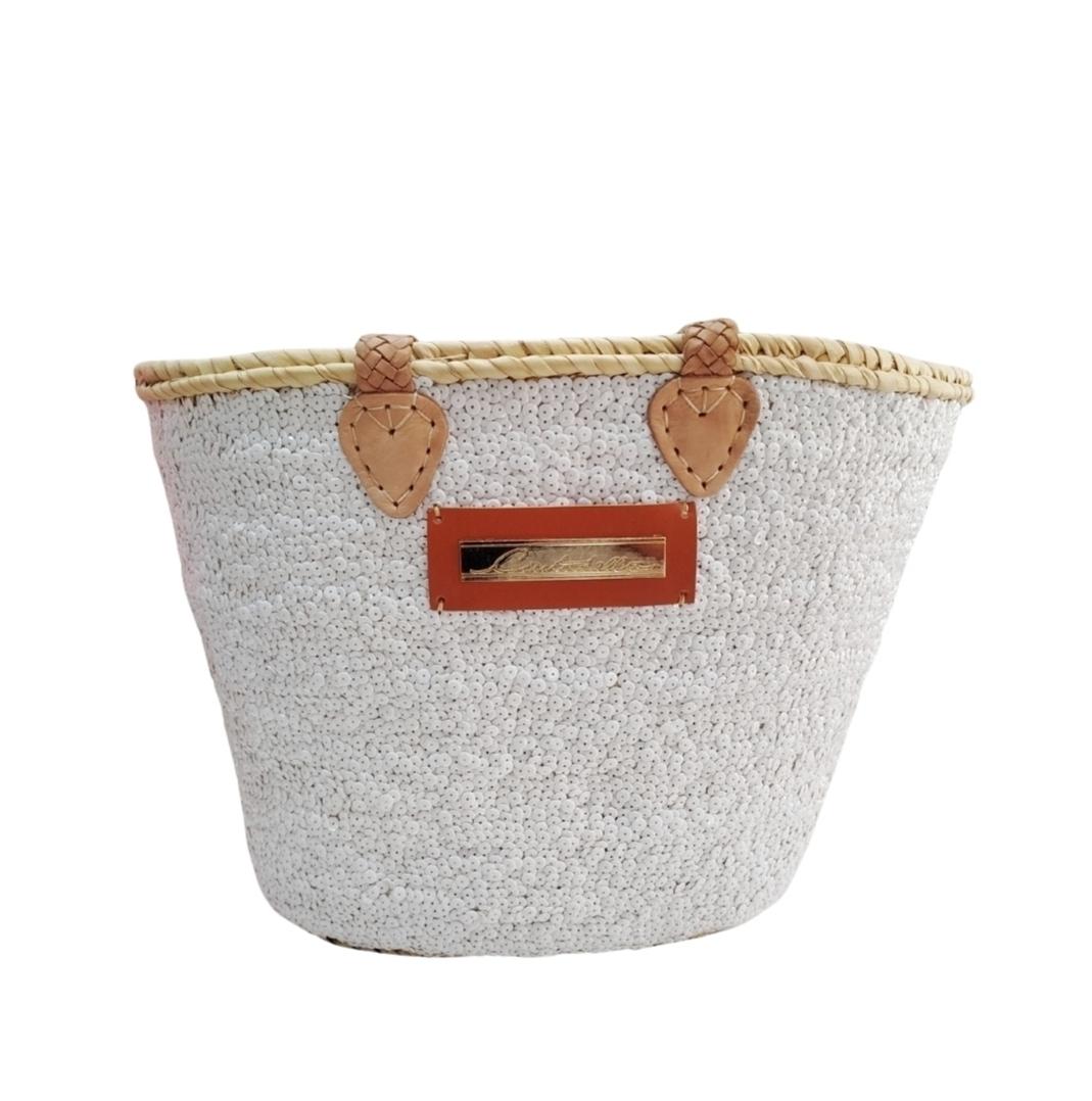 Panier à paillettes Full White ( M ) - Fait main