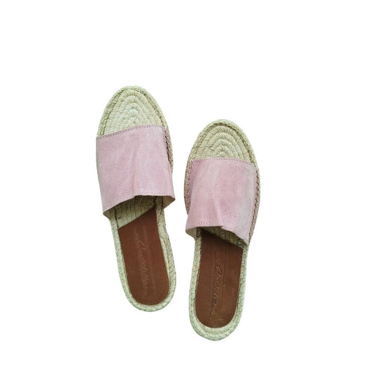 Mules en cuir cousues main - Rose GRANDE TAILLE