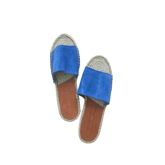 Mules en cuir ( daim ) - Bleu électrique Cousu main