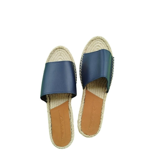 Mules en cuir cousues main - Marine