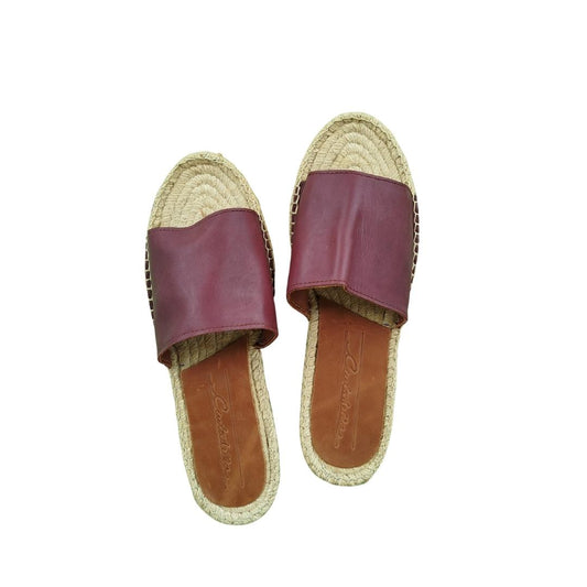 Mules en cuir cousues main - Aubergine