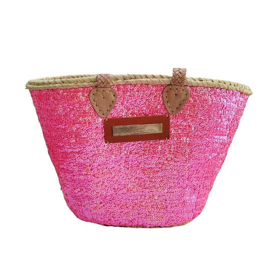 Panier à paillettes Full Pink ( M ) - Fait main