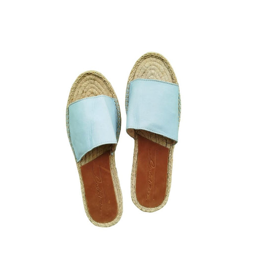 Mules en cuir cousues main - Bleu ciel GRANDE TAILLE