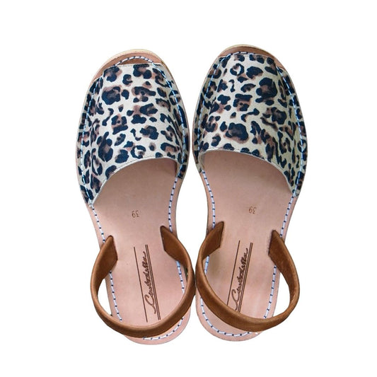 Minorquines en cuir nubuck - Animal print