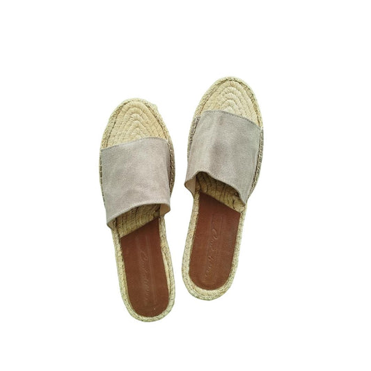 Mules en cuir cousues main - Taupe GRANDE TAILLE