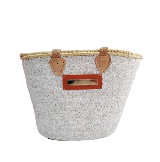 Panier à paillettes Full White ( M ) - Fait main