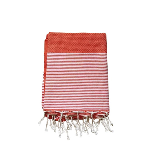 Fouta orange rayée 100% coton
